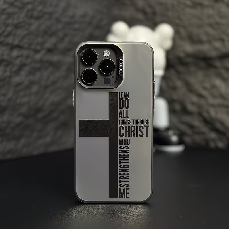 Apple Iphone 15 Pro Max - Parmak İzi Önleyici Çapraz İncil Desenli