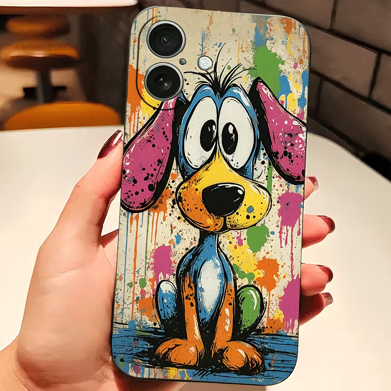 Apple Iphone 15 Pro Max - Graffiti Renkli Köpek Yavrusu TPU Telefon