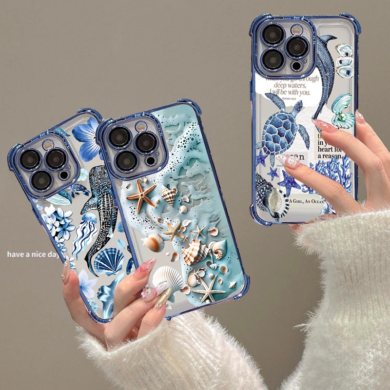 Vivo Y28 - Deniz Yaşamı Köpekbalığı Desenli Telefon Kılıfı